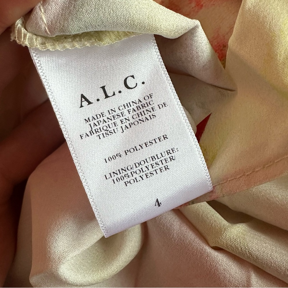 A.L.C. Moira Satin Pleated Maxi Dress Floral Multi SZ 4 - Picture 4 of 4